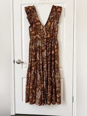 On Saison Brown Paisley Midi dress